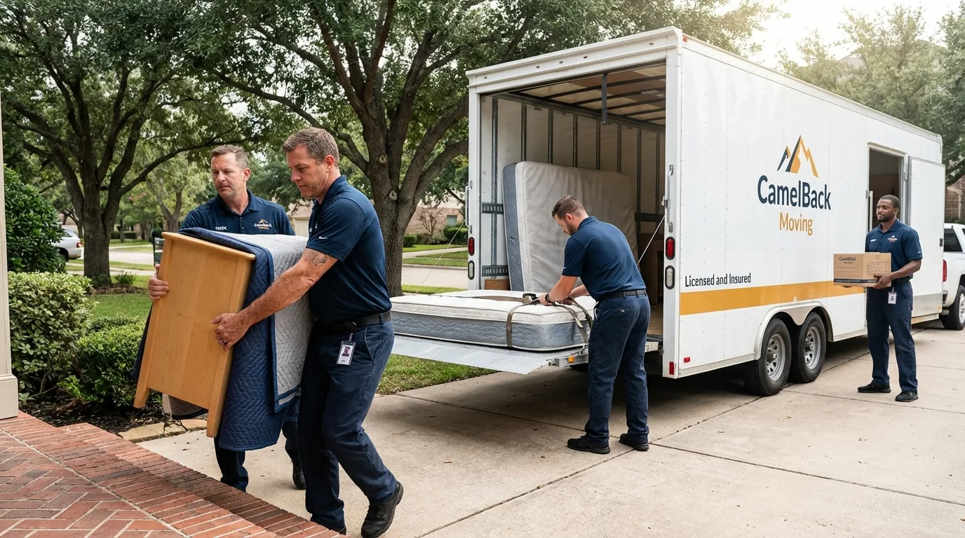 Crew loading residential truck for cross-state move from Lowville, NY